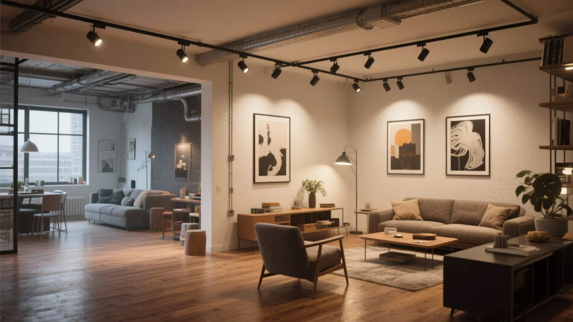 3. L-Shaped Track Lighting