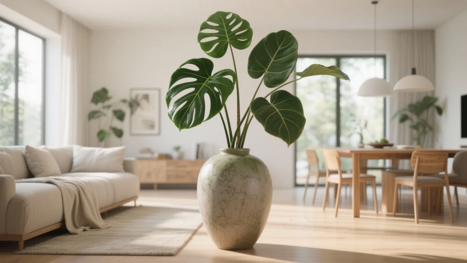 6. Lush Greenery in Oversized Vessels