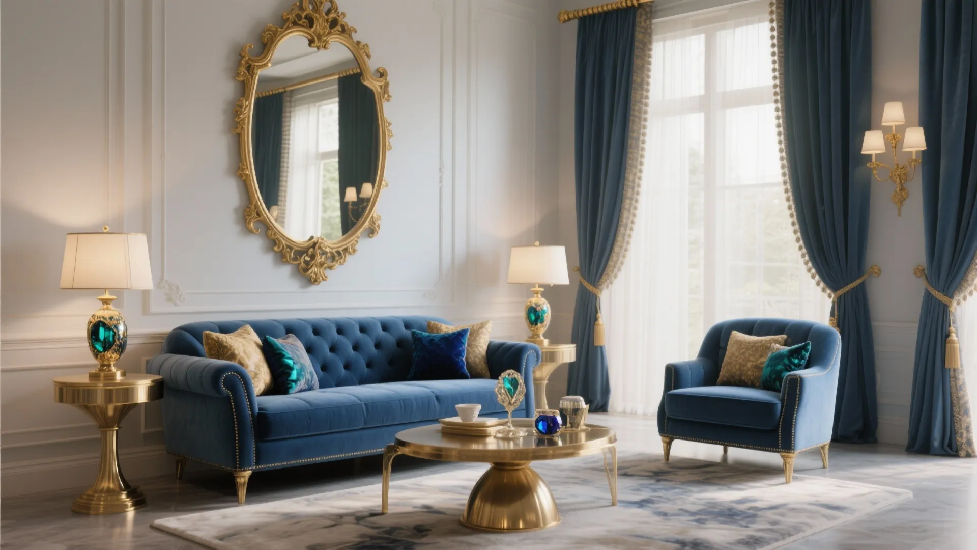 10. Luxe Feel with Gold and Deep Blue