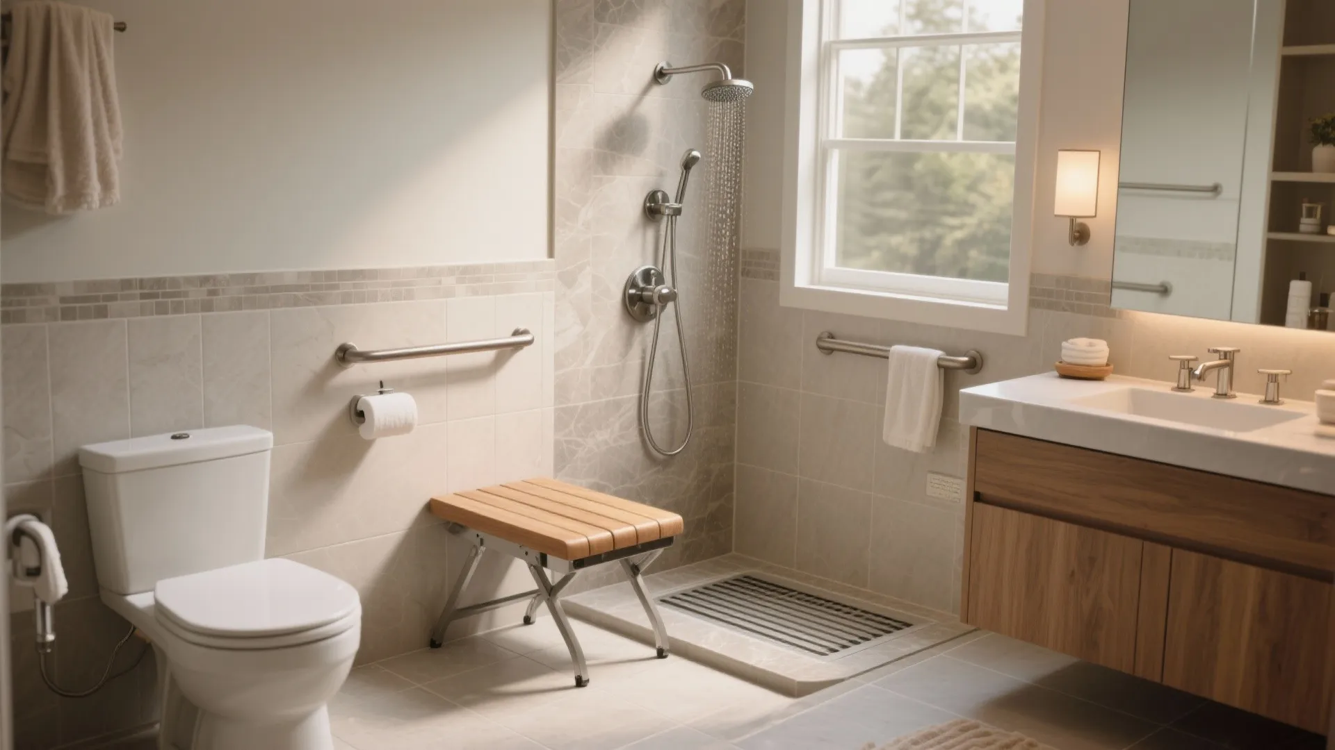 Slip-safe luxury bathrooms with seated comfort