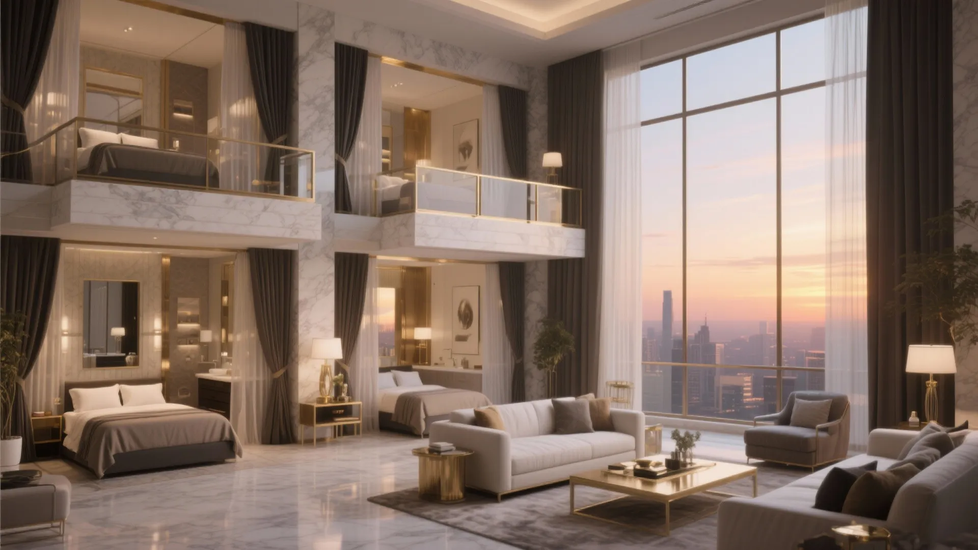 4. Luxury 4-bedroom penthouses with separate living zones
