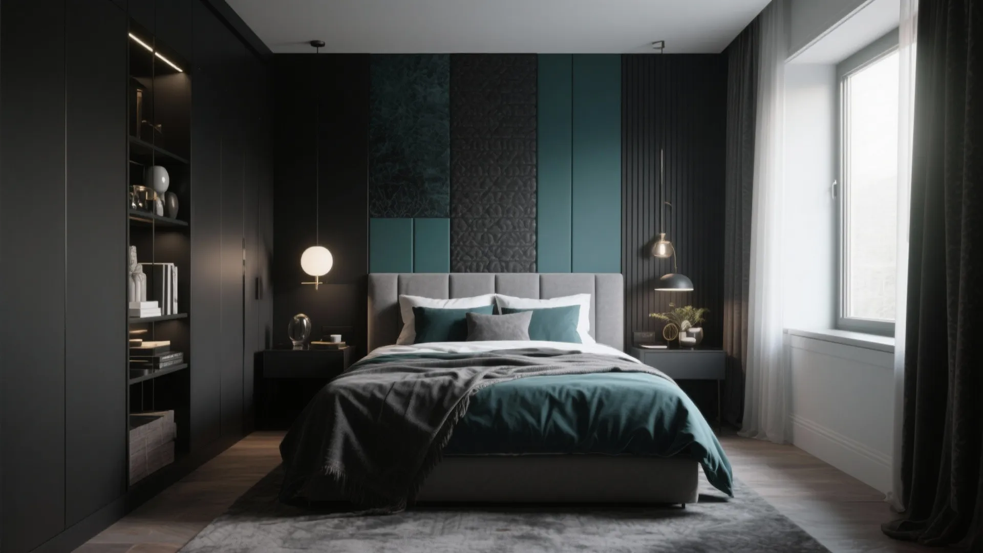 Stunning Black Grey and Teal Bedroom Ideas
