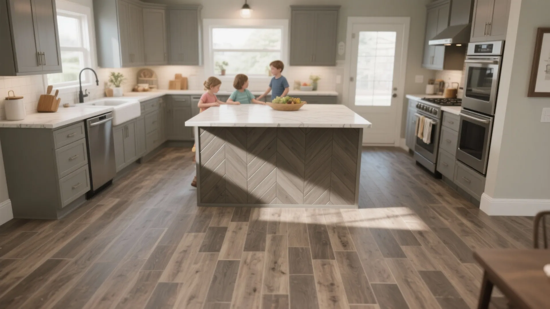3. Luxury vinyl plank (LVP) in plank or herringbone