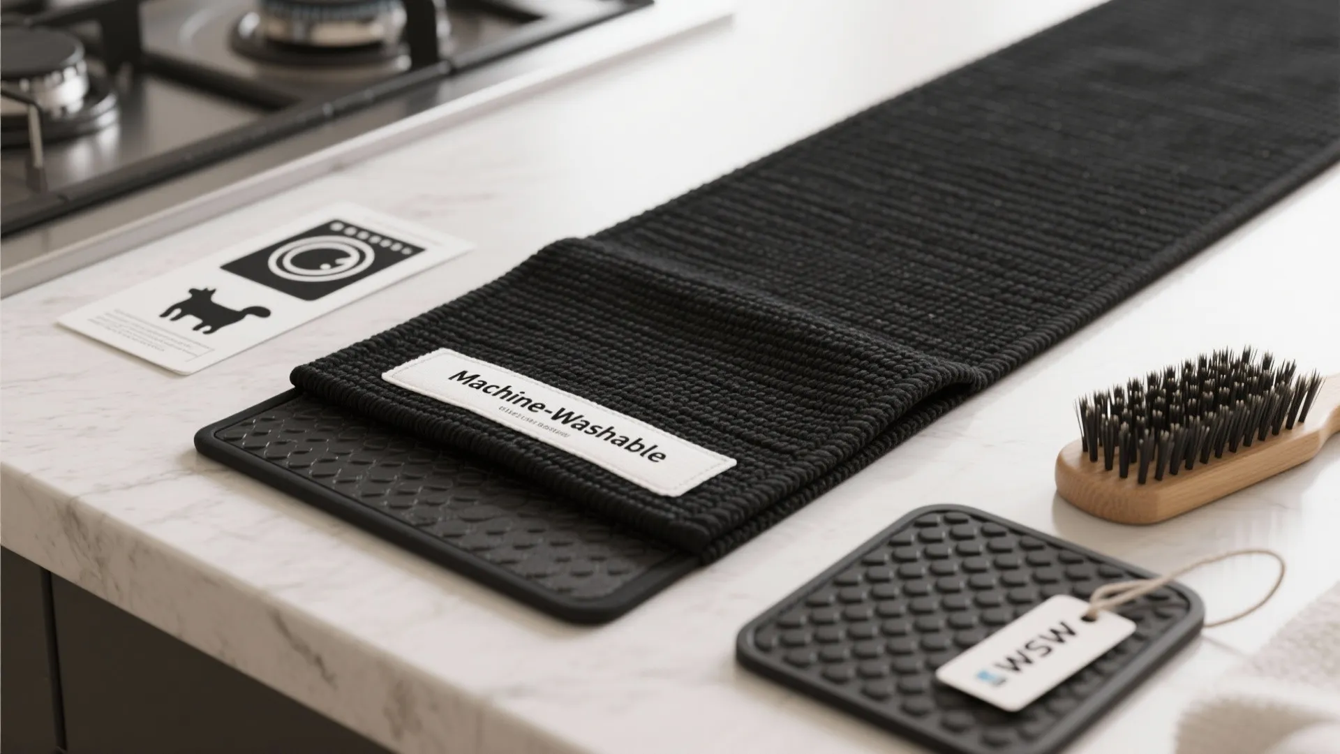 5. Machine-washable black runner for busy families