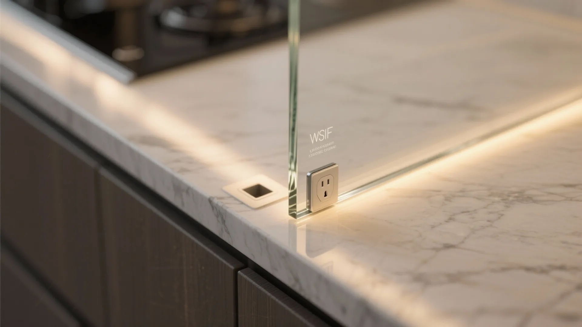 Glass backsplash for light and depth