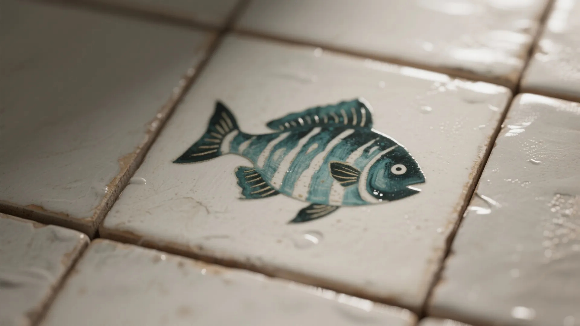 Hand-Painted Fish Motifs on Statement Walls
