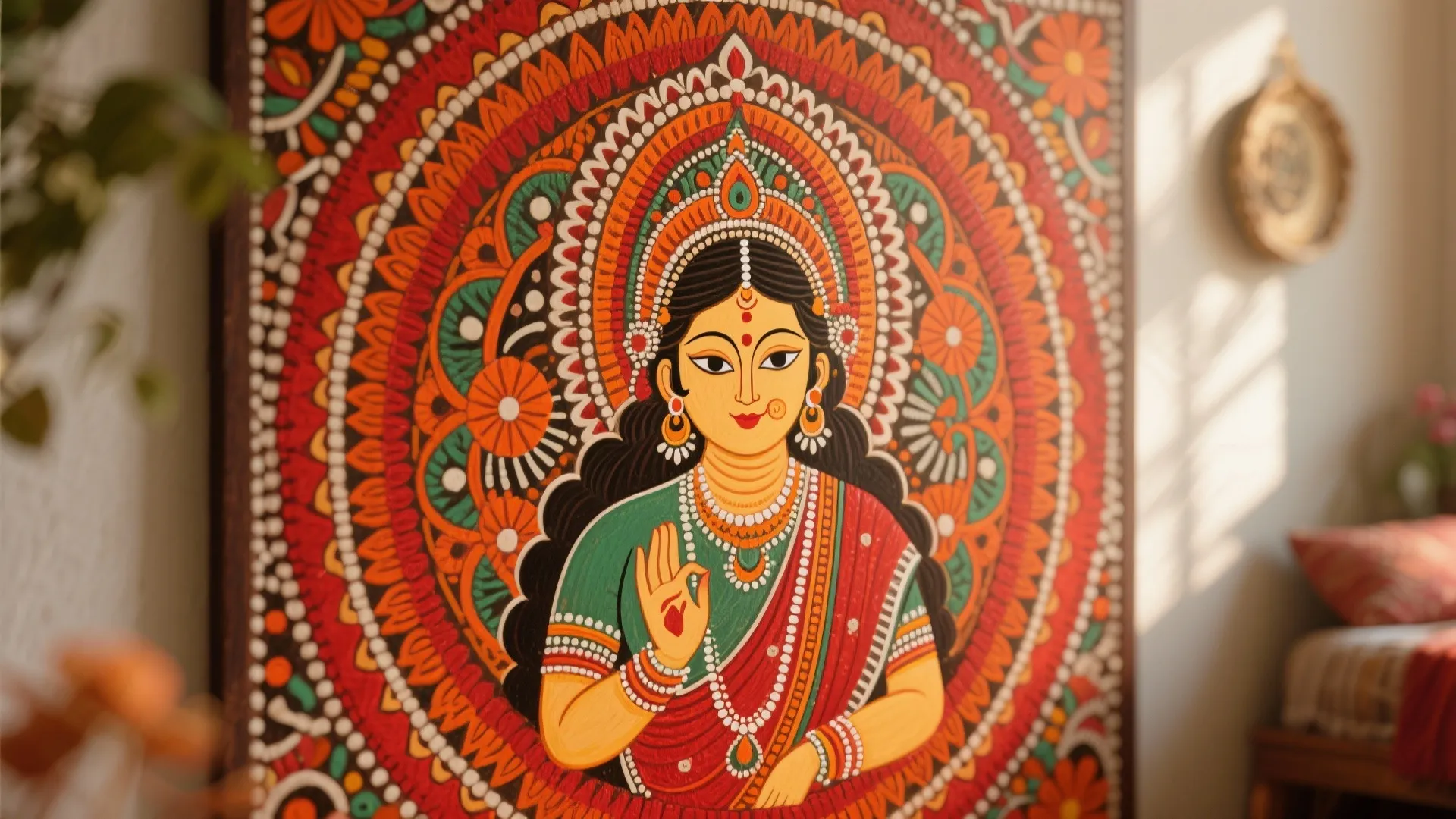 Classic Madhubani Radha Krishna Style