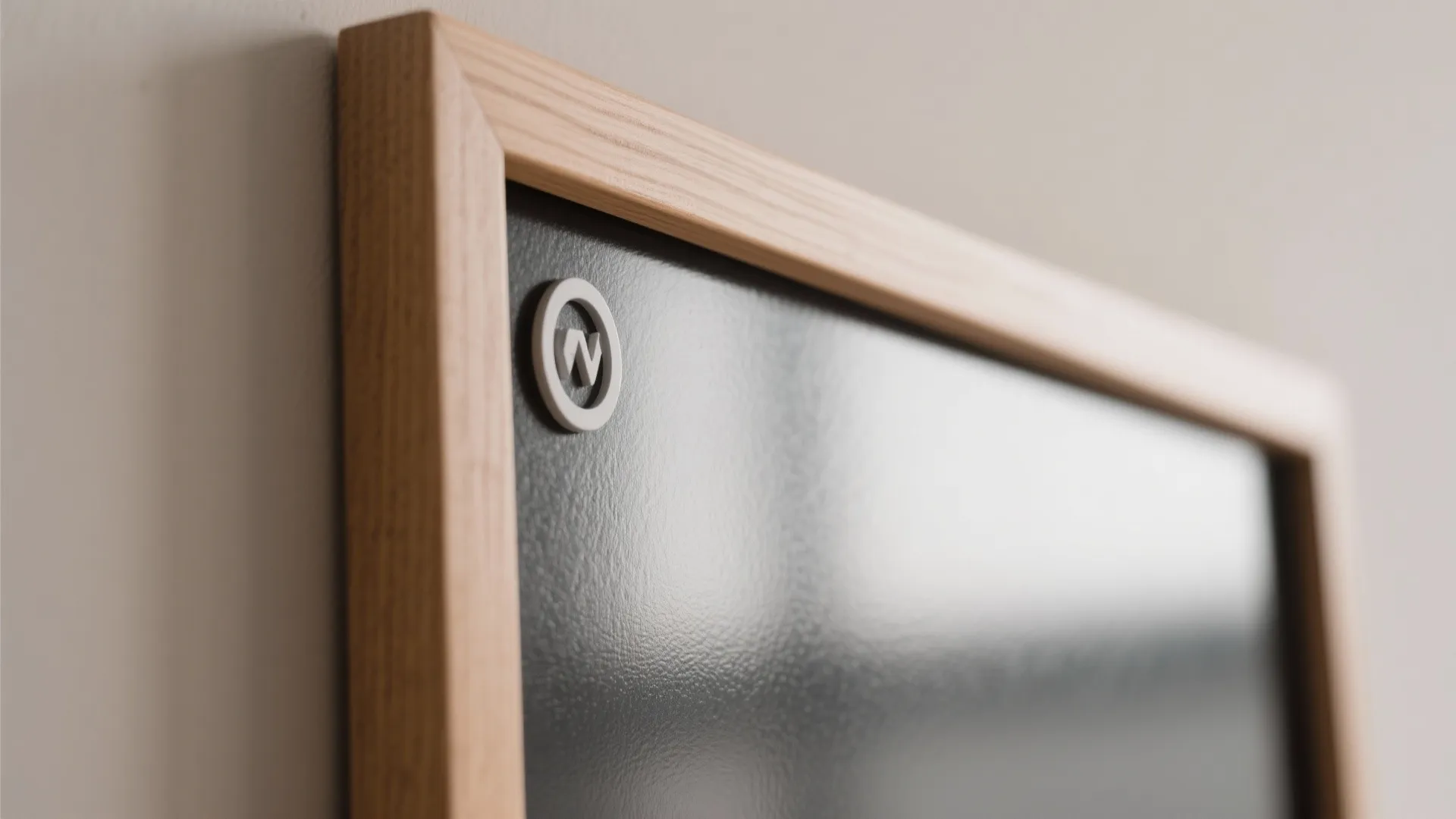 Wooden frame with magnetic board surface in close detail