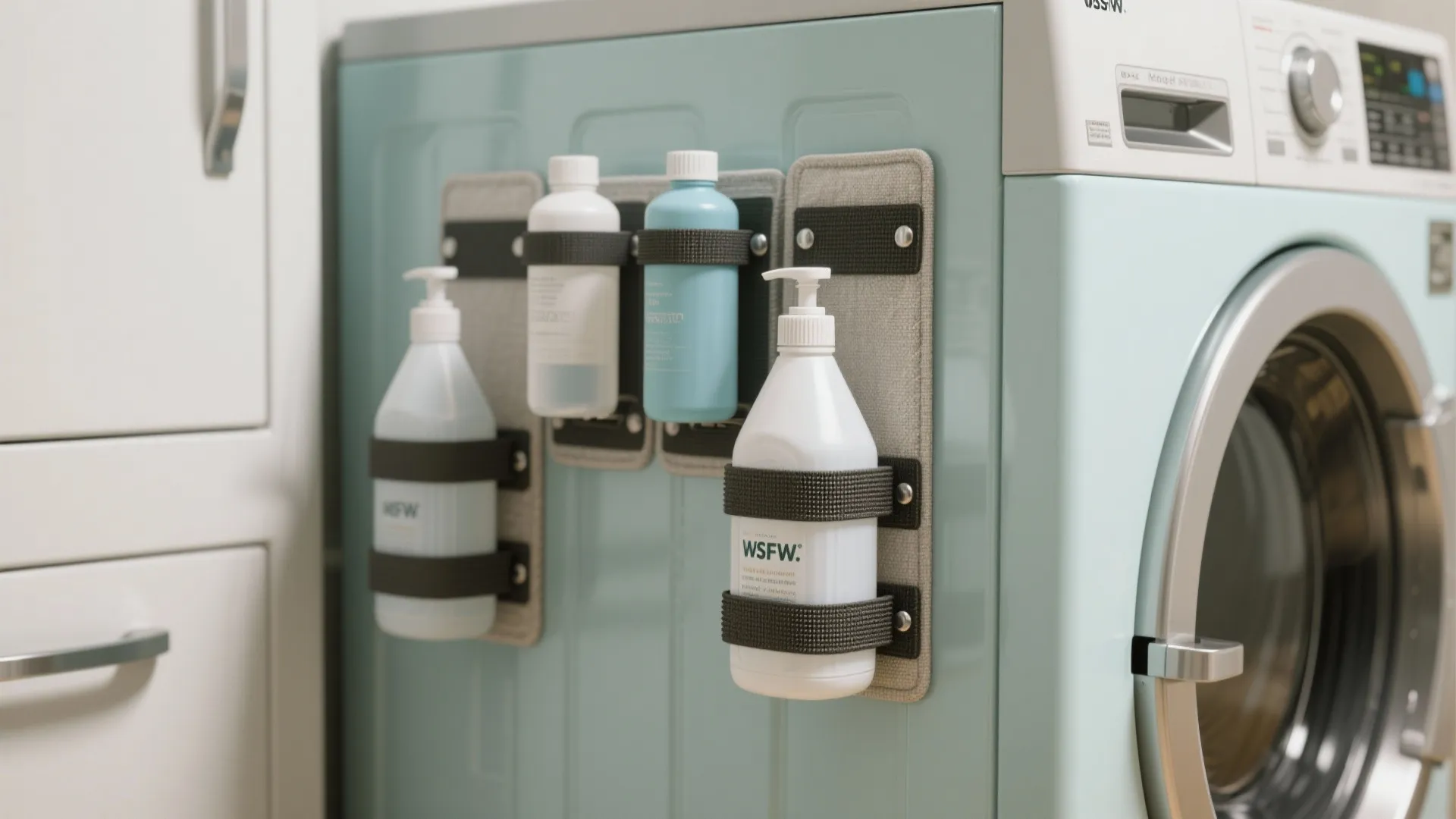 3. Magnetic and Velcro bottle stations on machines