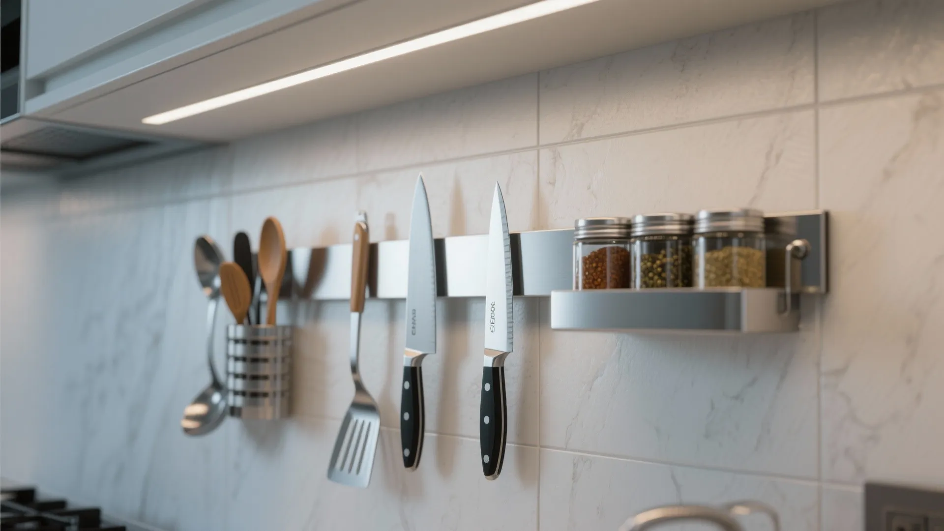 2. Magnetic Knife & Utensil Walls