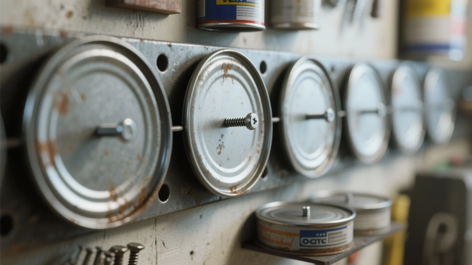 2. Magnetic paint-can lids for tool organization