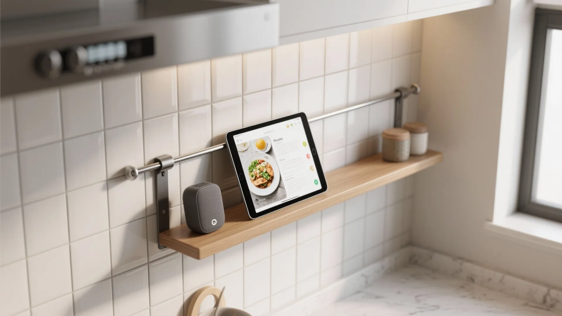 4. Tablet or screen on a magnetic rail