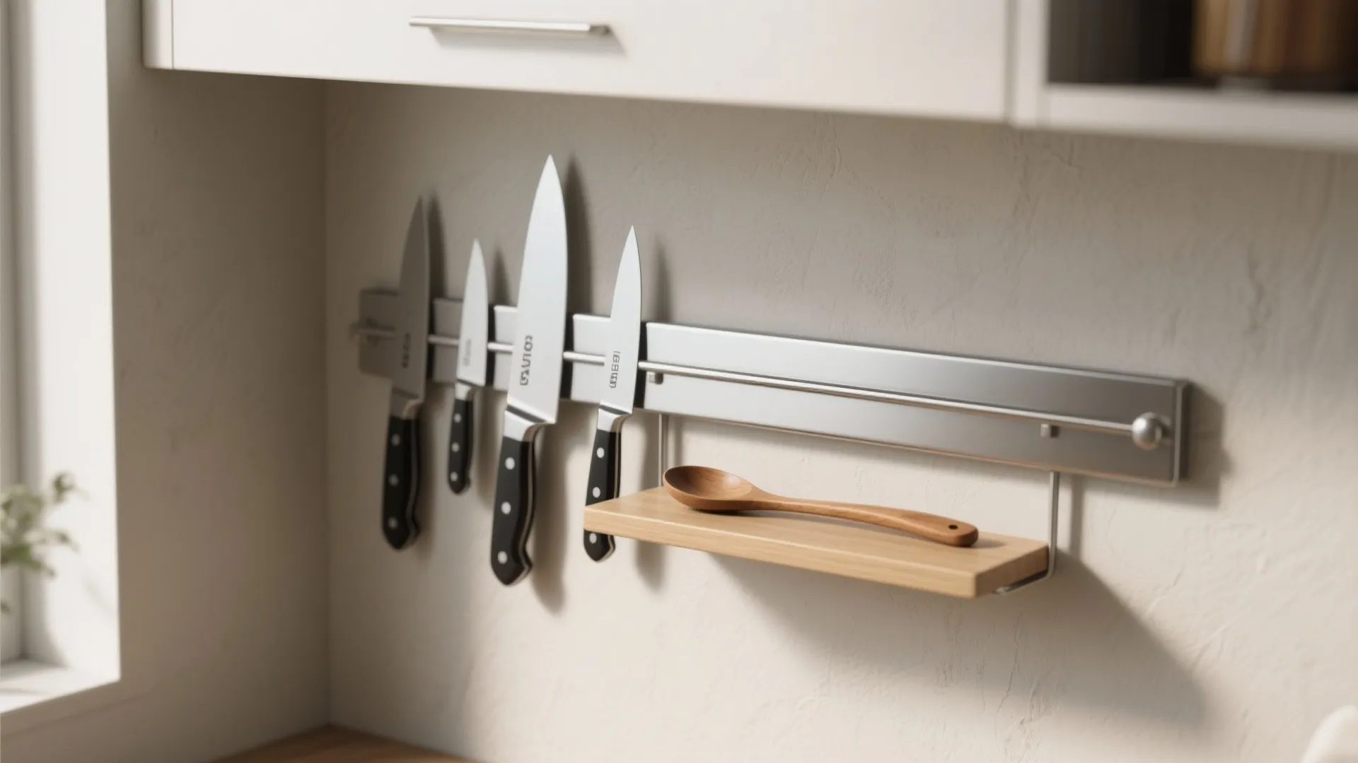 4. Install magnetic strips or slim open shelves