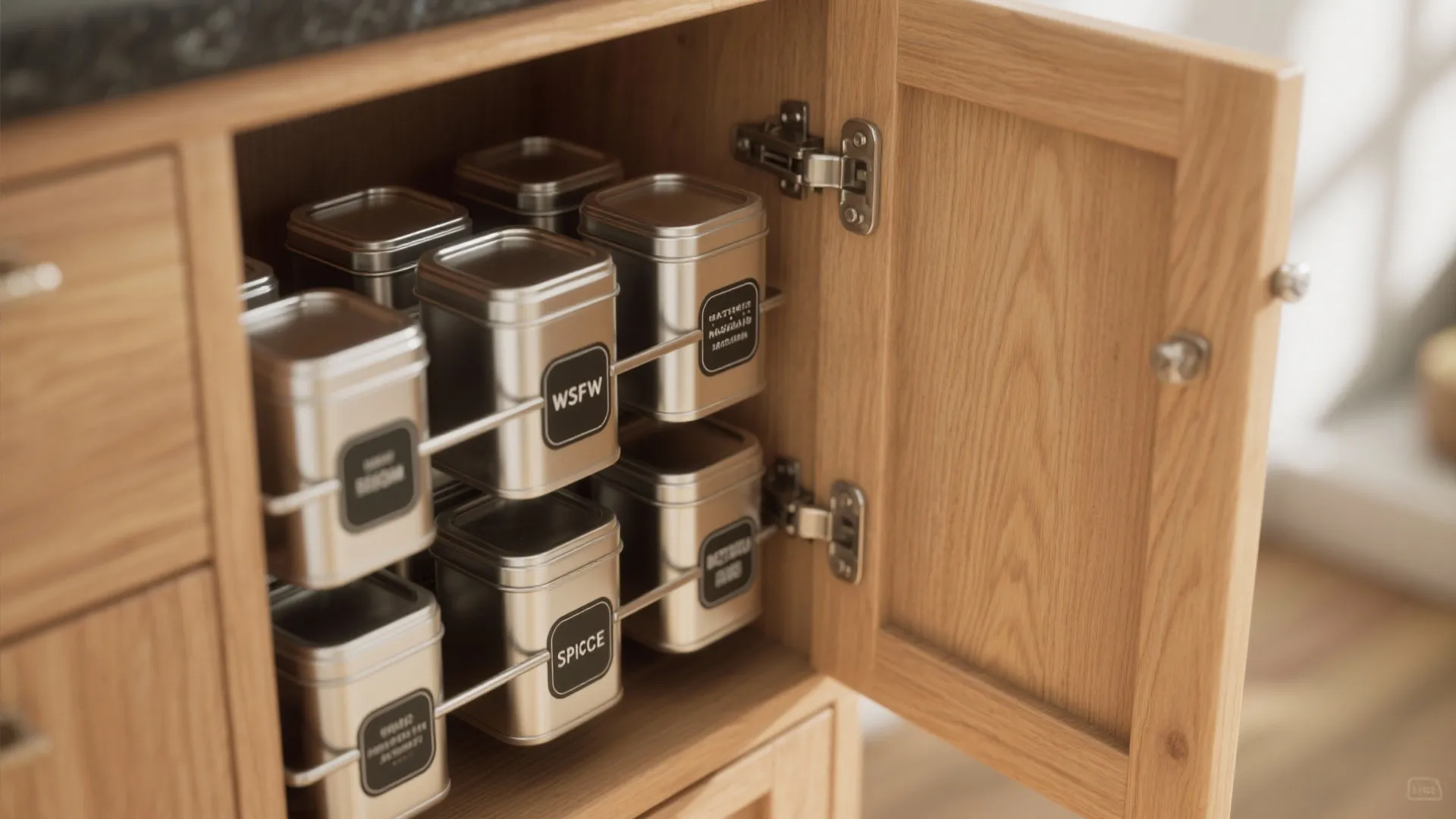 1. Magnetic strips on the inside of cabinet doors