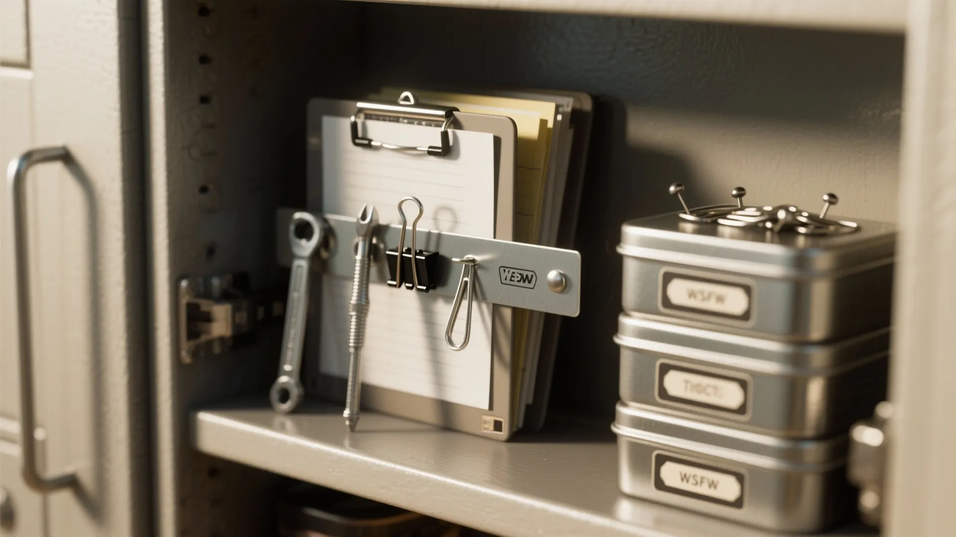 3. Magnetic strips and metal tins — fast access for daily tools