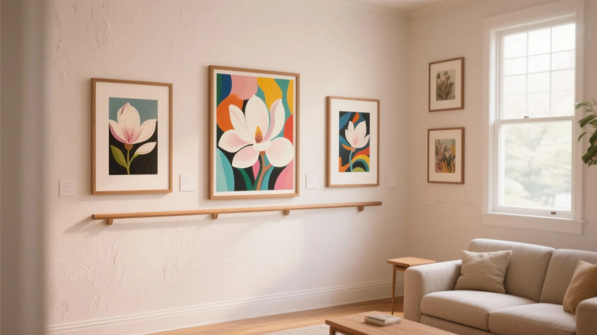 2. Use magnolia as a soft backdrop for bold art