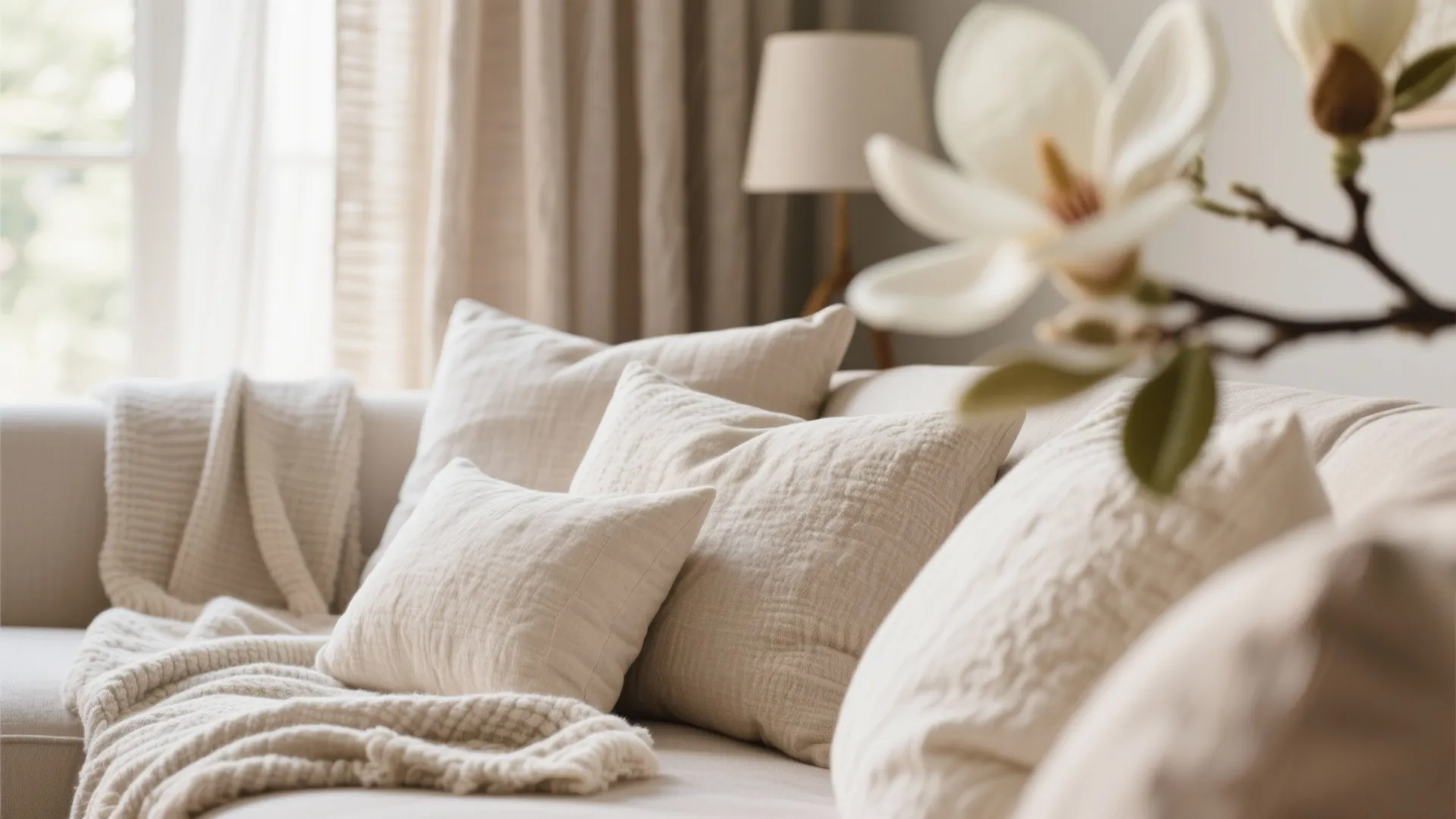 4. Layered Textiles in Magnolia Tones