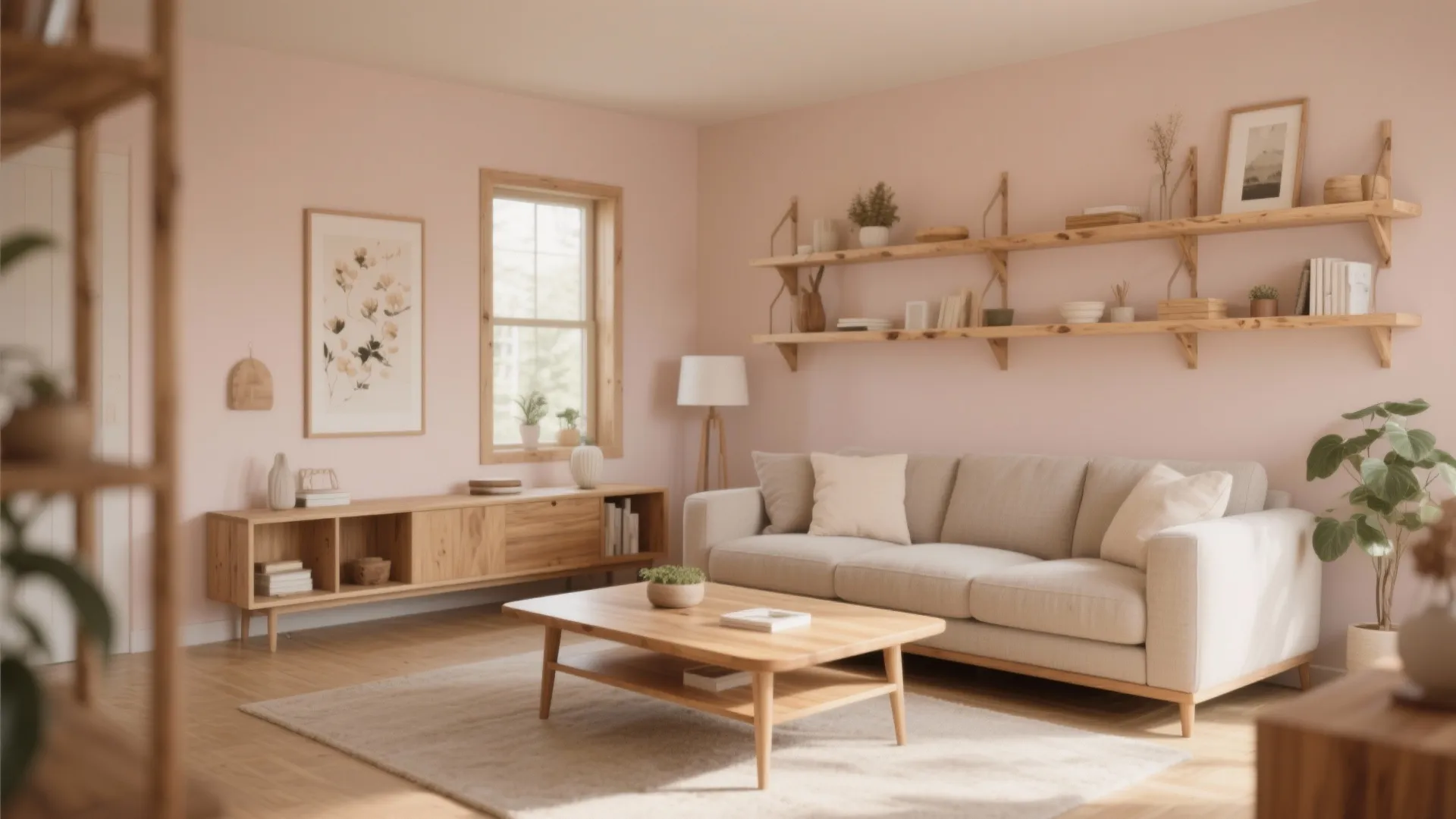 2. Magnolia and Wood Accents