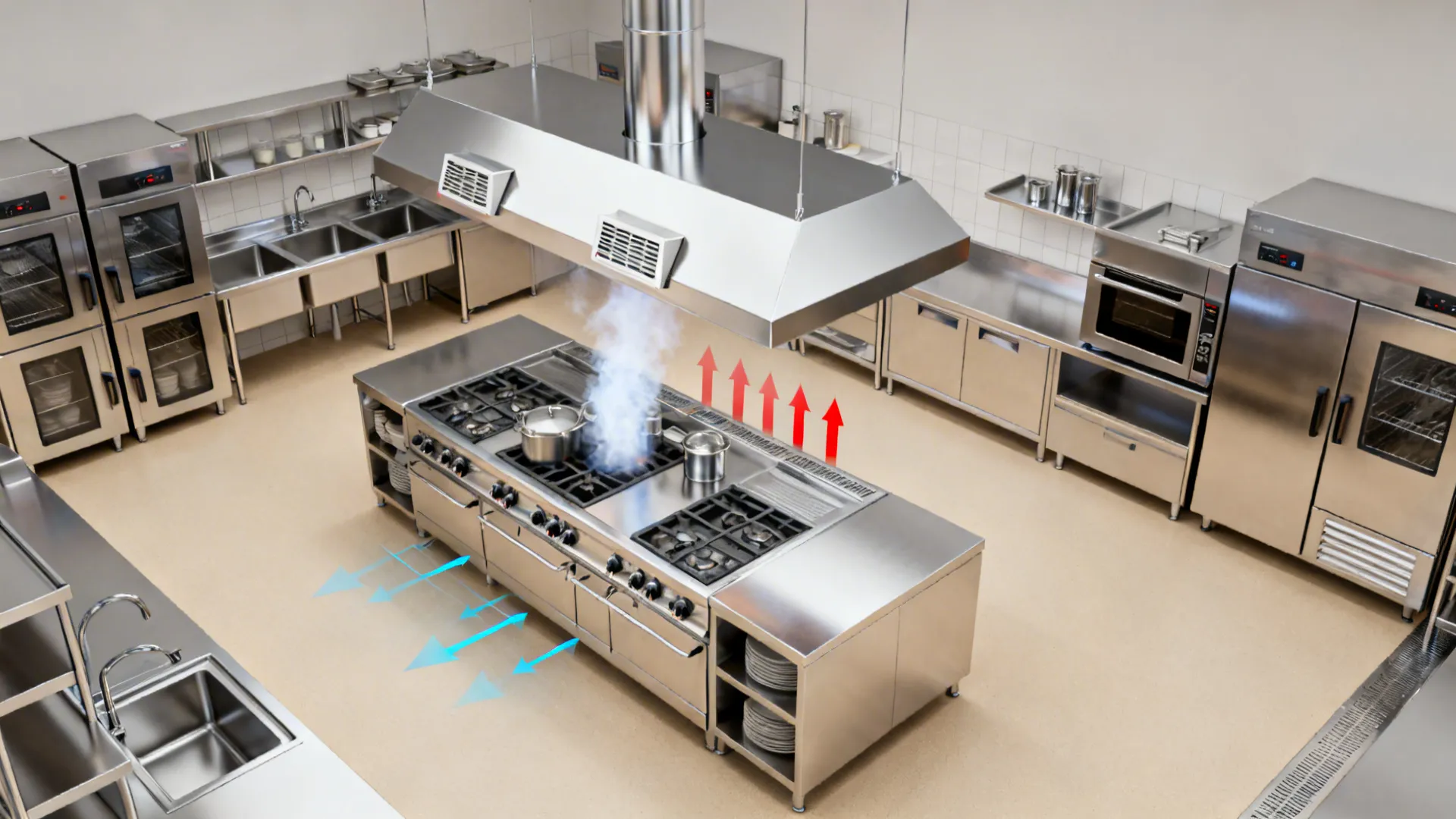 Balanced make-up air to stop drafts and smoke rollback