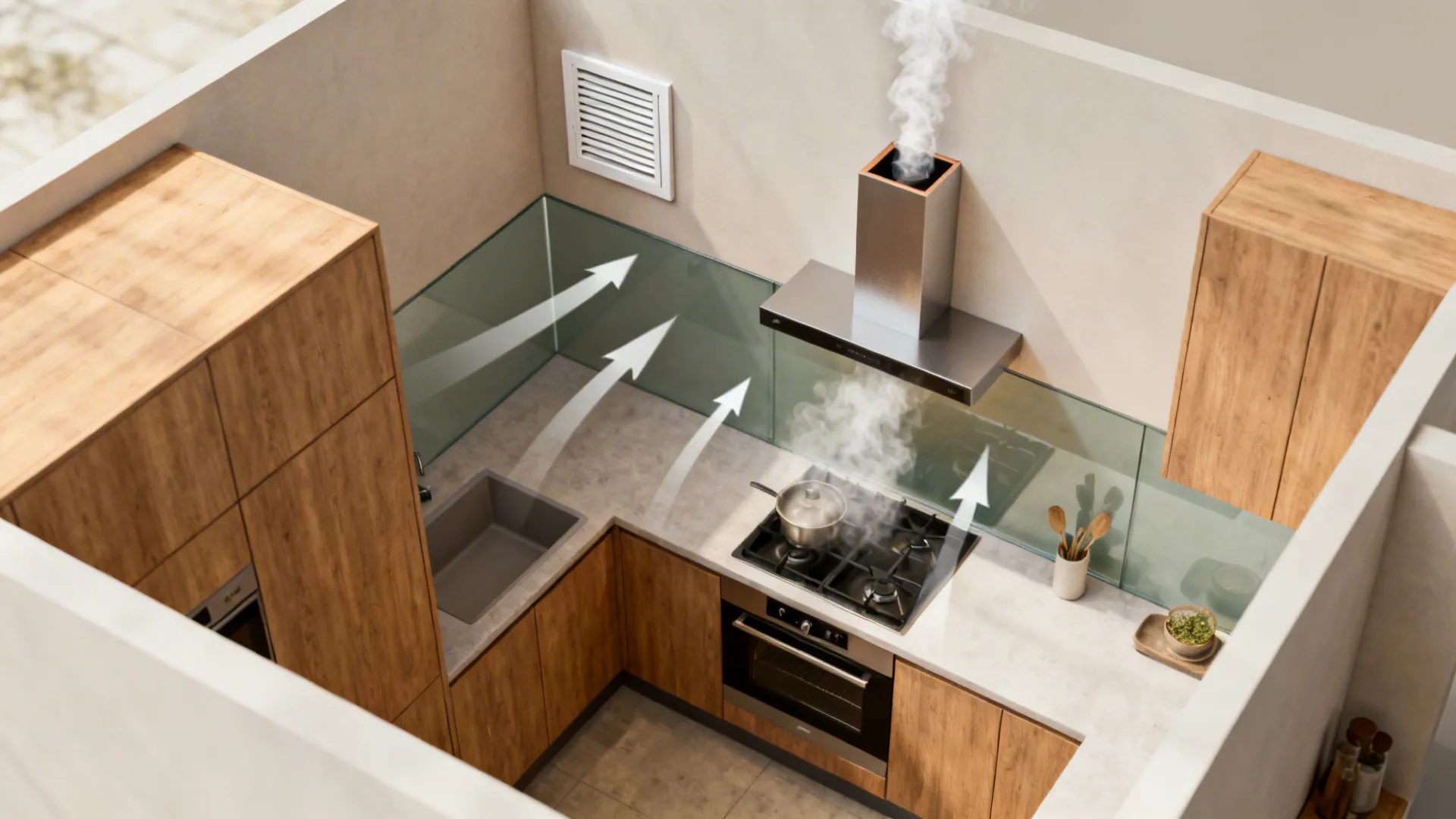 High-placed make-up air with a controlled inlet