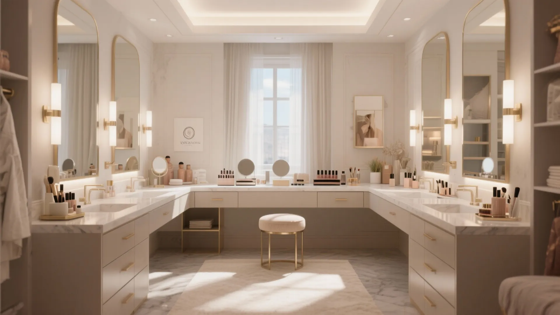 8. Double Vanity with Makeup Station