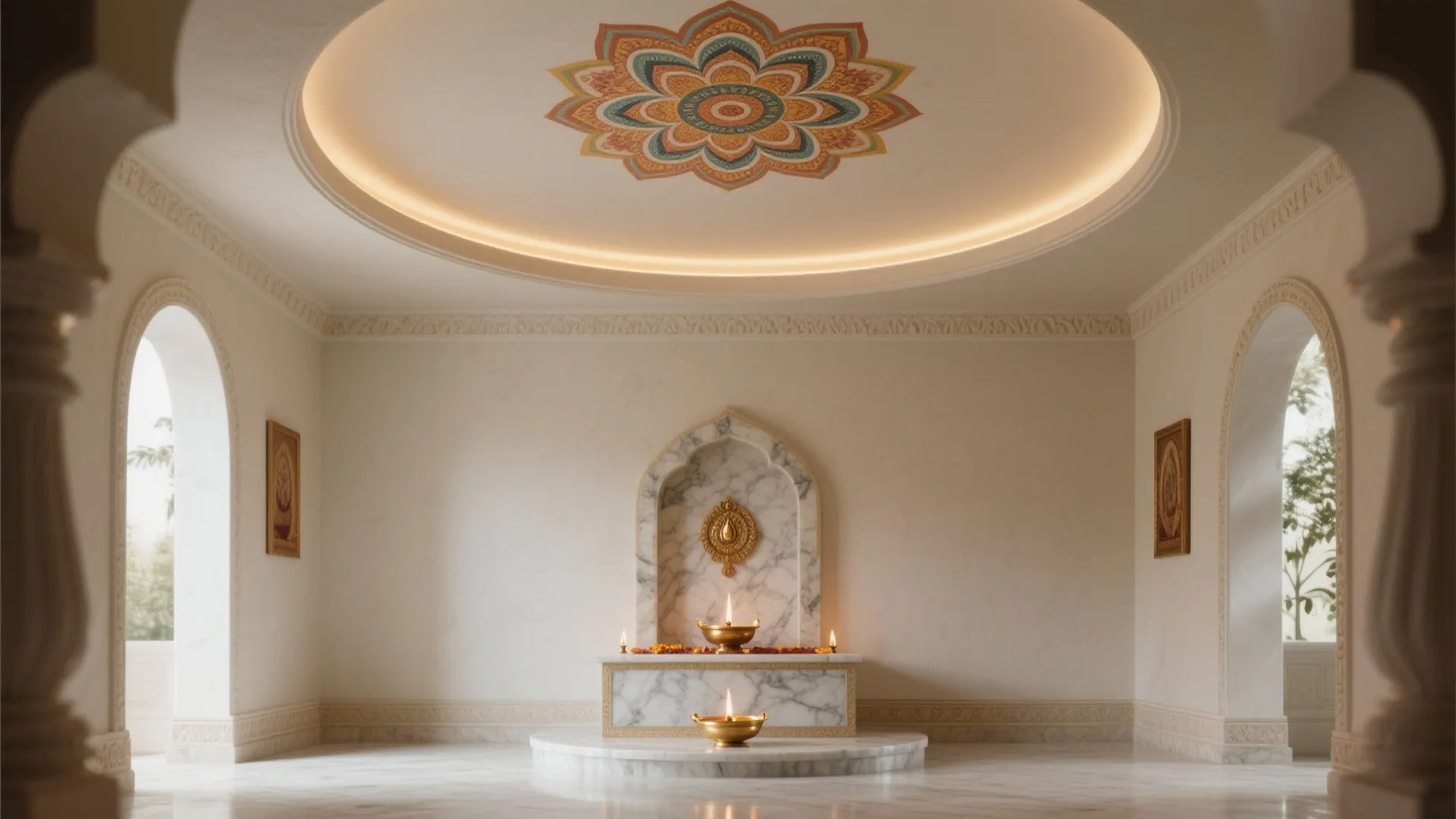 Mandala Dome and Crown Moulding: A Sacred Focus