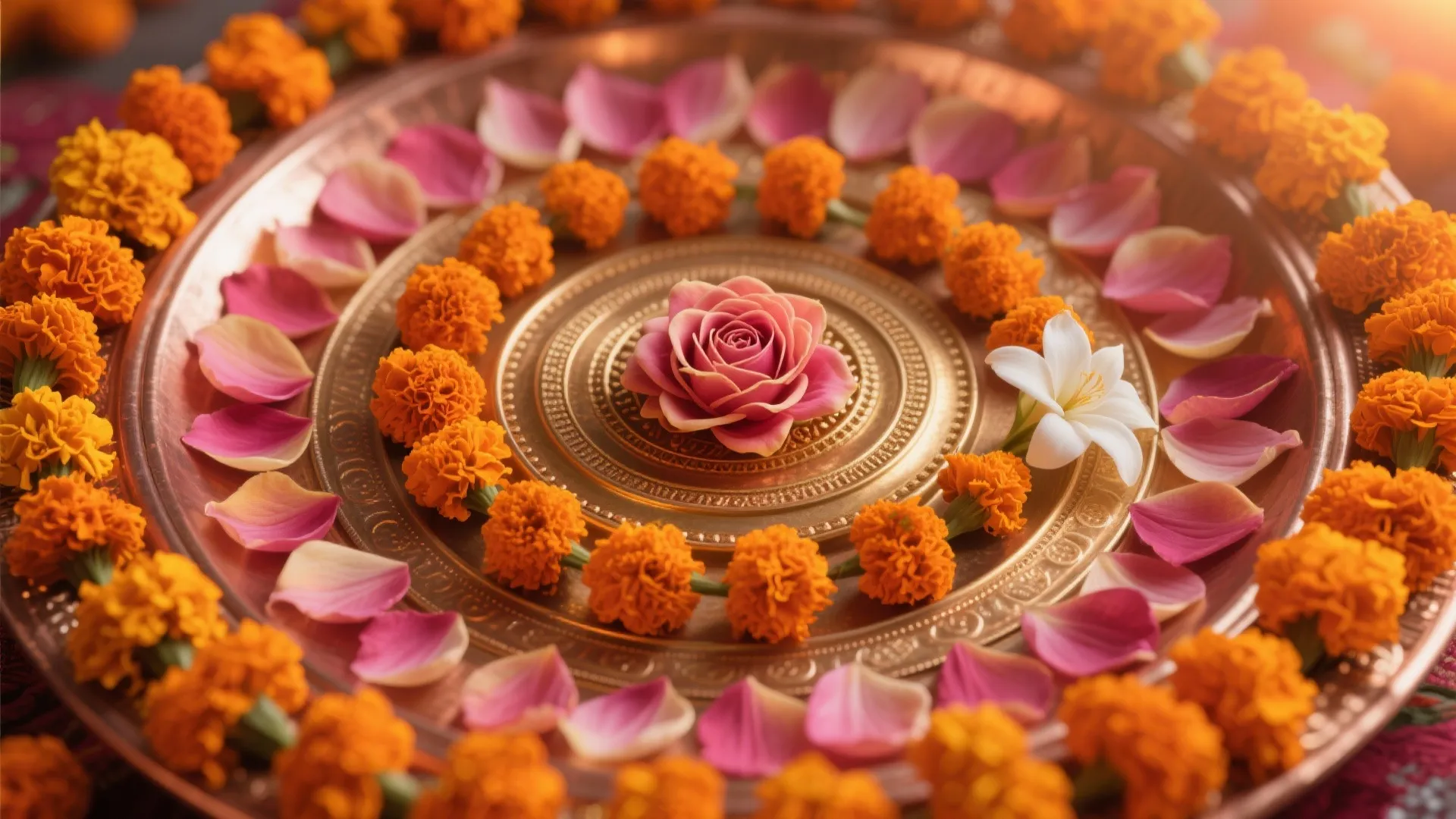 Mandala Petals with Marigold and Rose