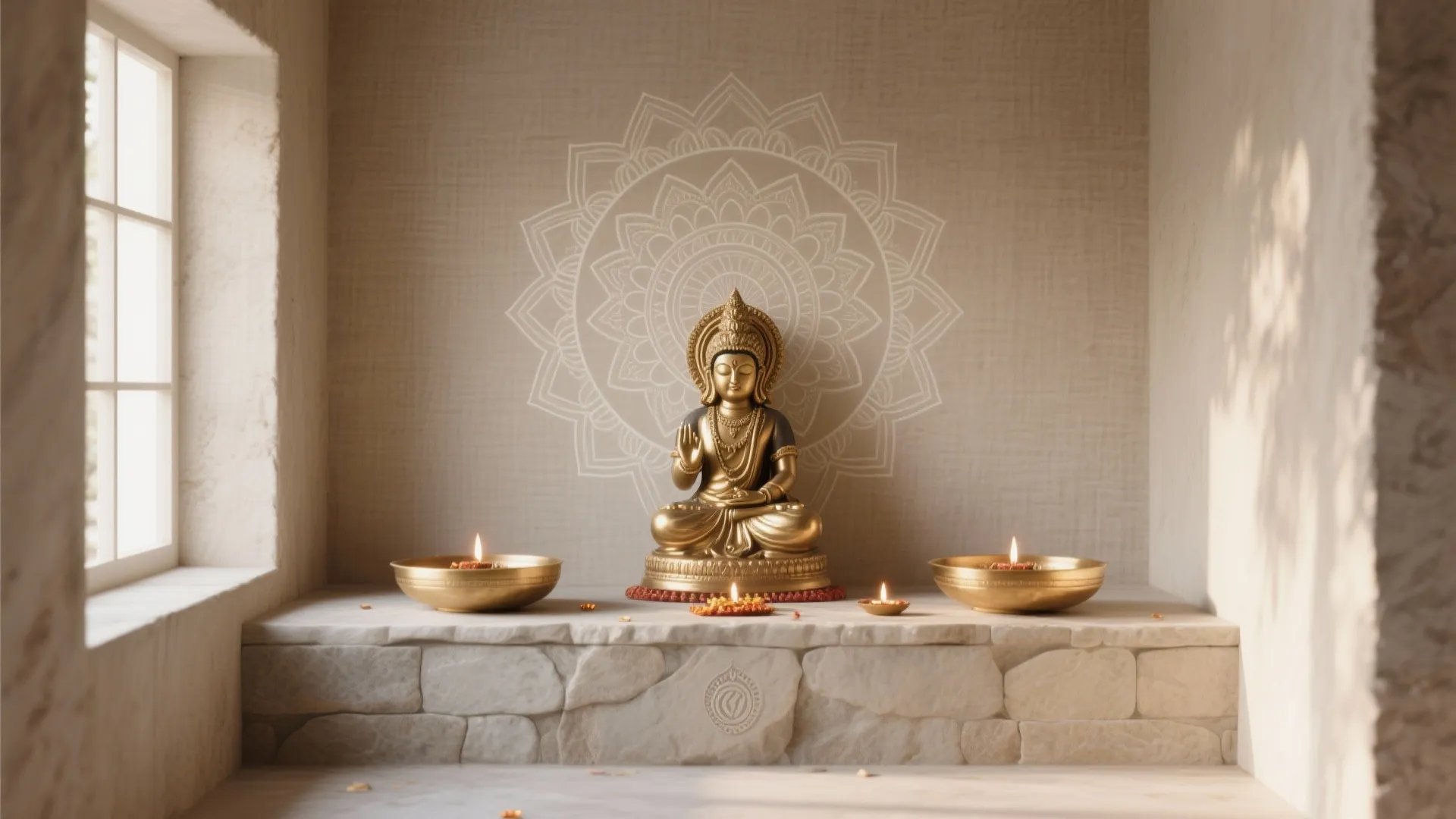 Soft Mandala Motifs on Textured Neutrals