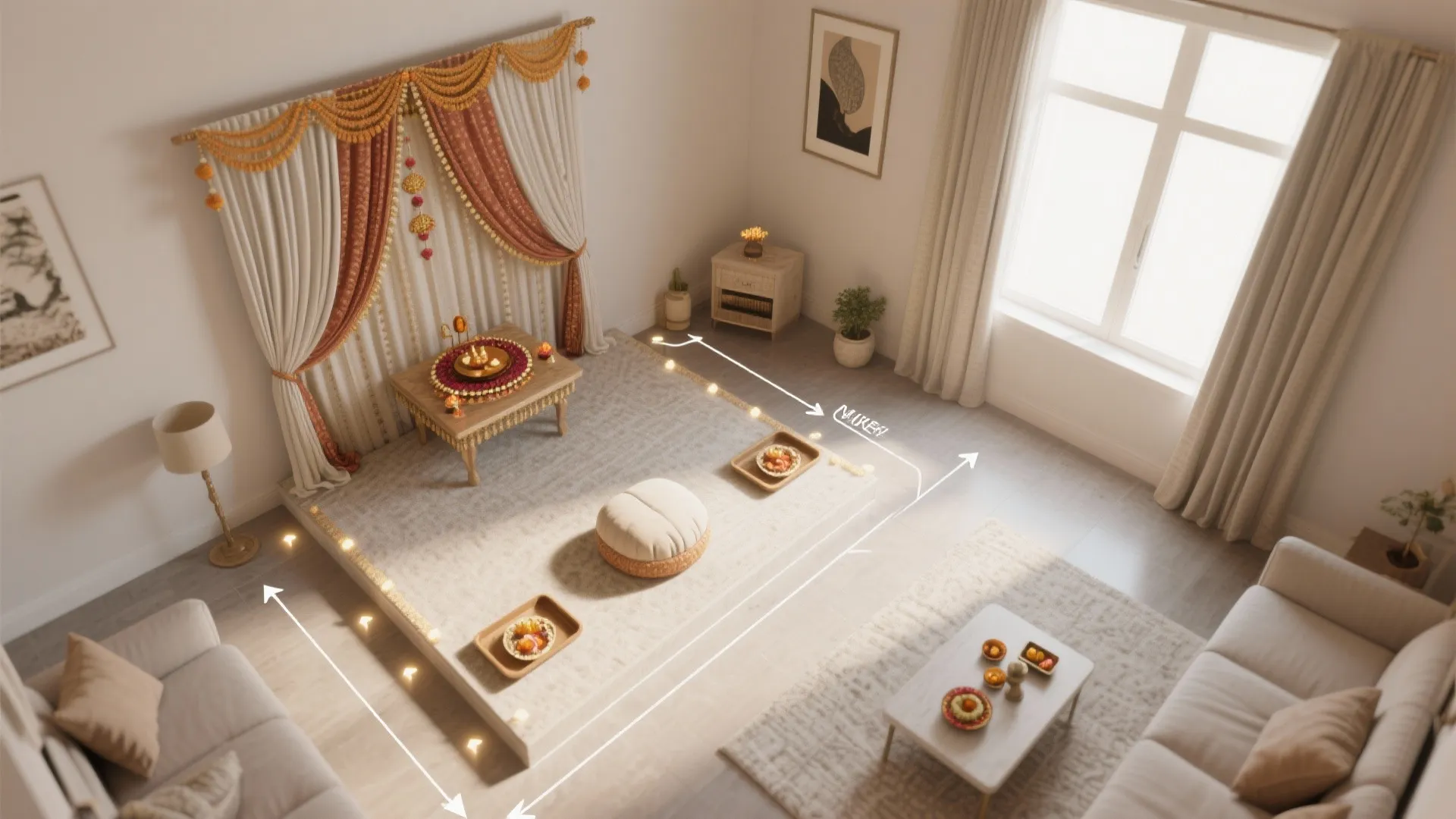 Minimal Mandap with Fabric Backdrop