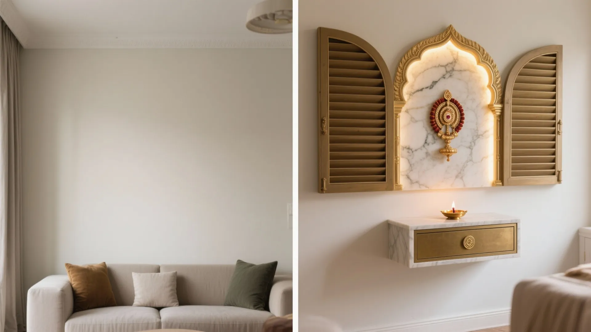 Wall-Mounted Mandir With Smart Storage