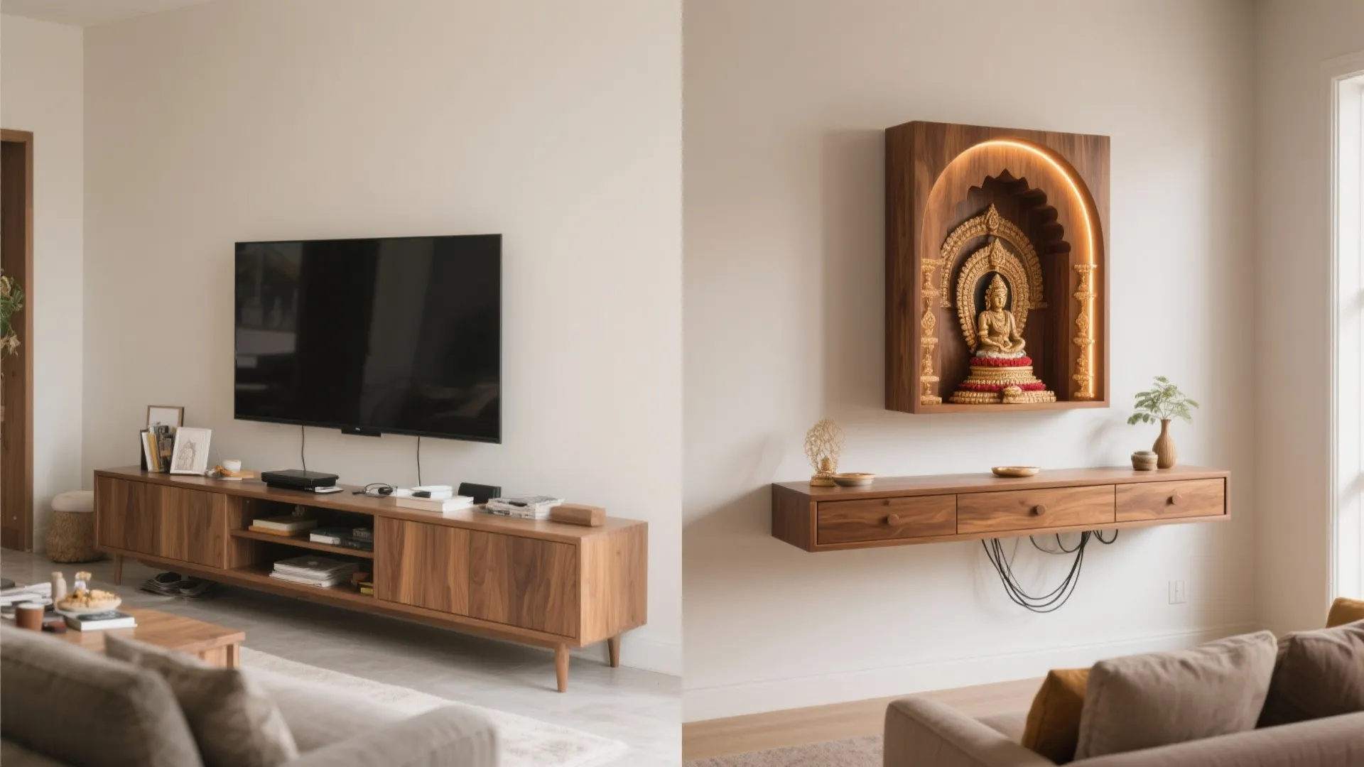 Minimal wall-mounted mandir