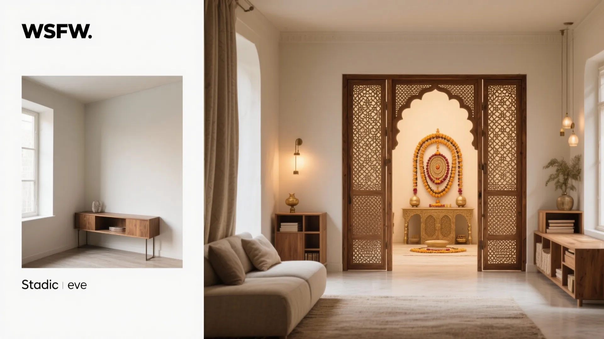 Compact Floor Mandir with Folding Doors