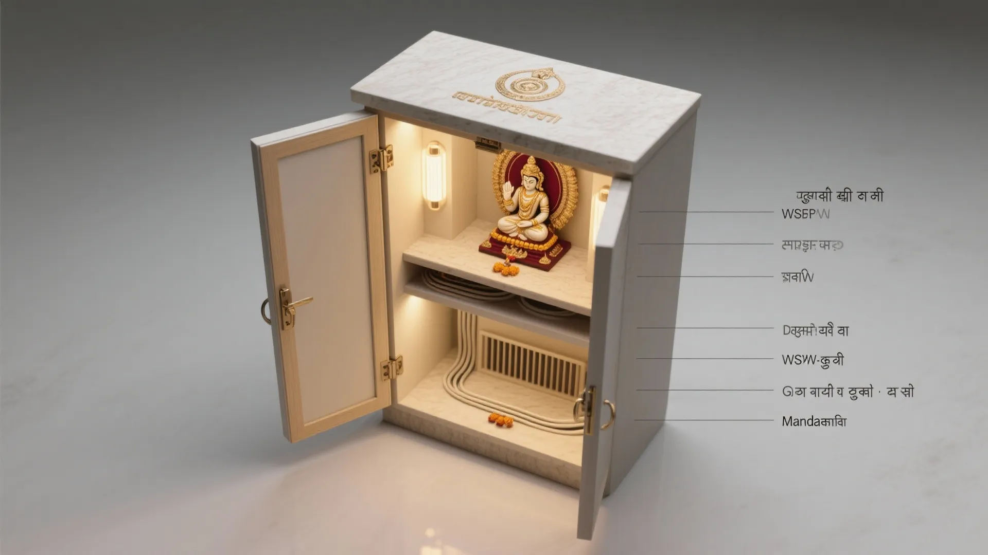 Compact Mandir Cabinet with Foldable Doors