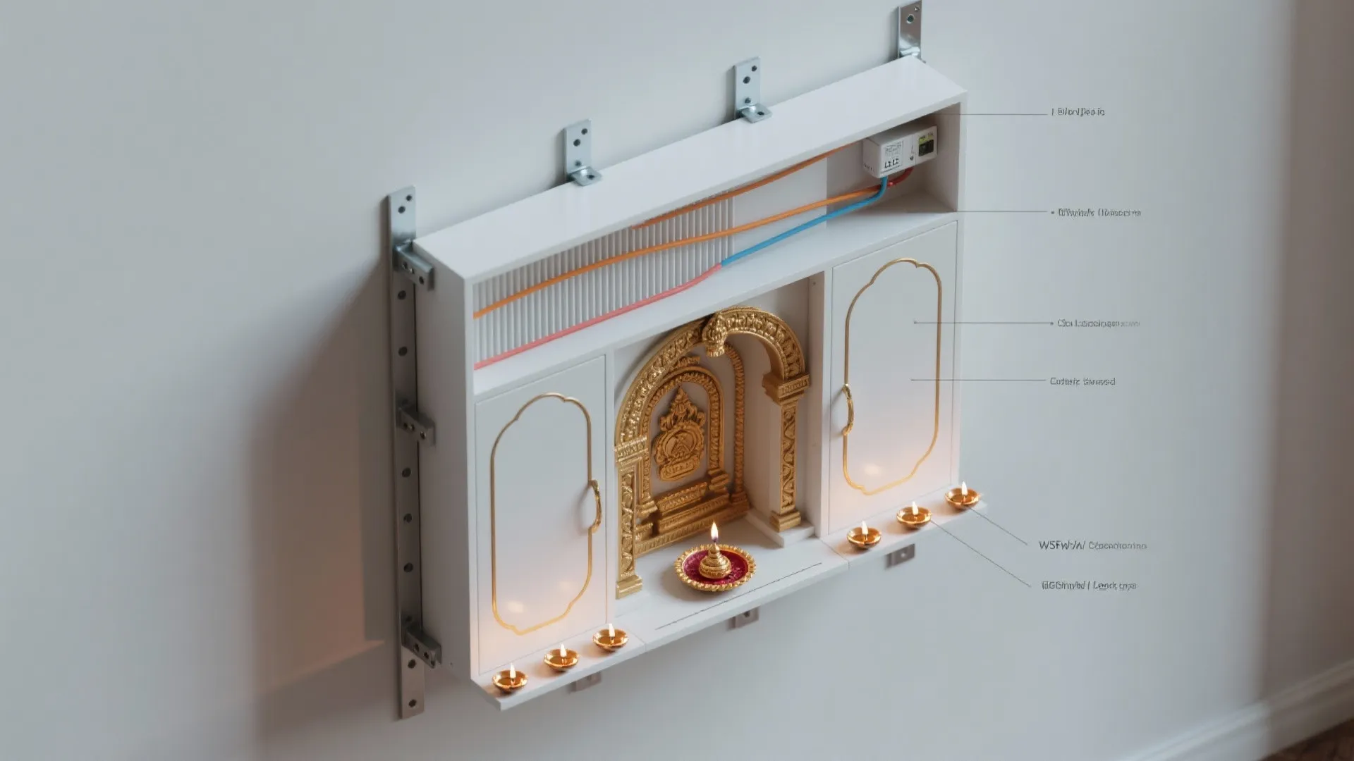 Compact Wall-Mounted Mandir with CNC Doors