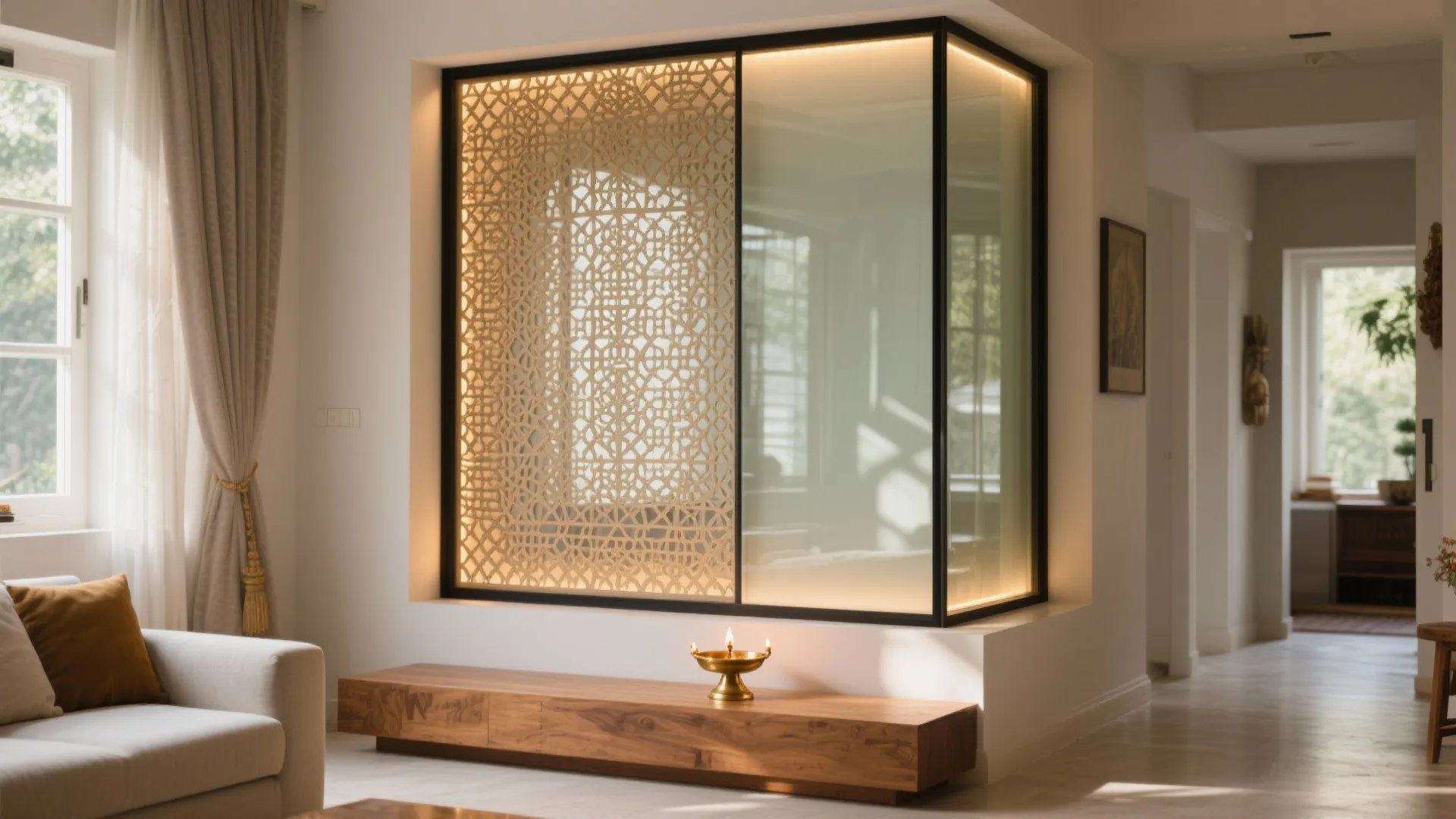 Airy Privacy with Glass-and-Jaali Backdrop