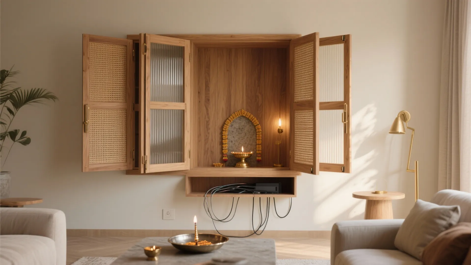 Sliding or Folding Shutters to “Disappear” the Mandir