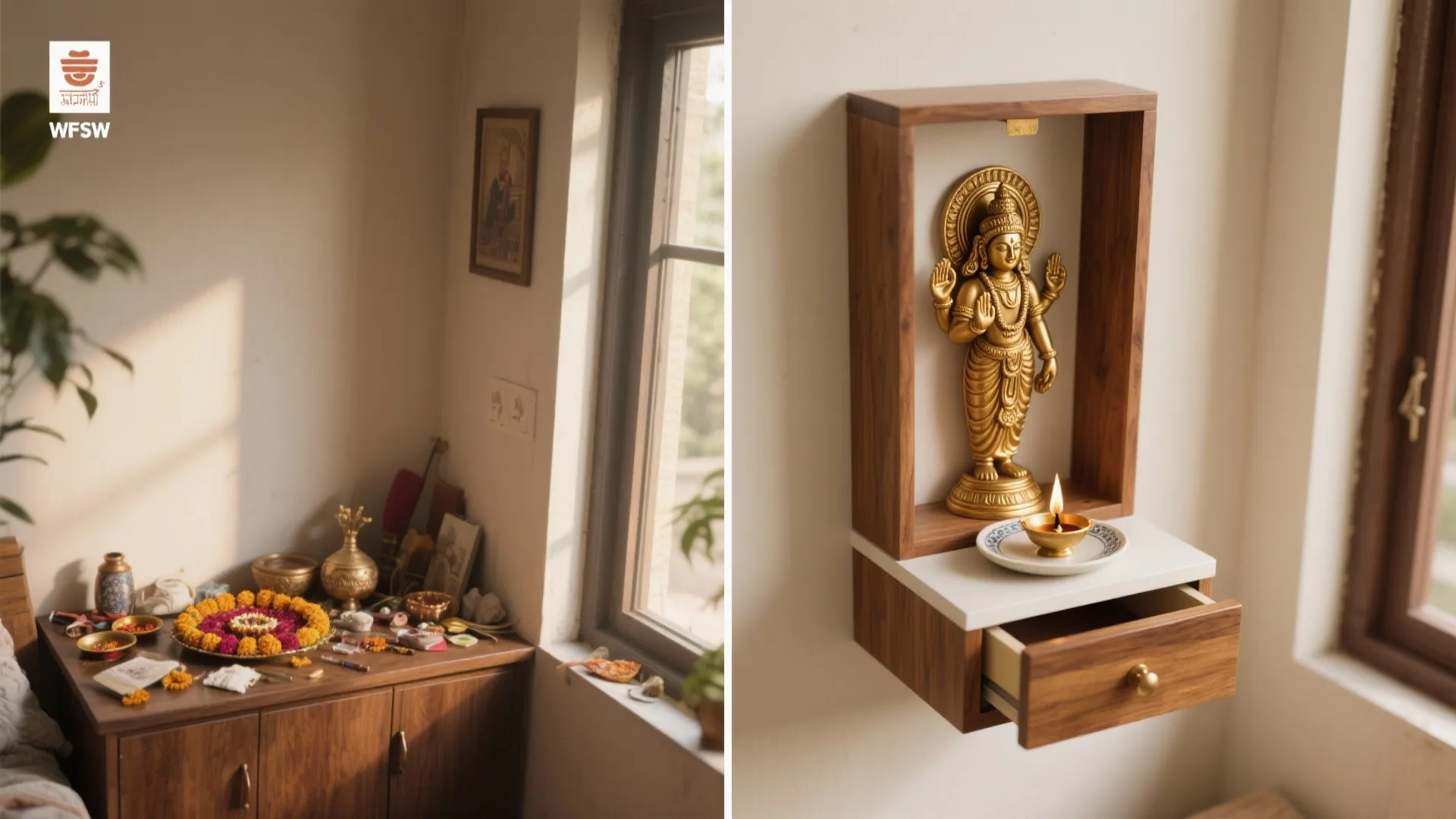 Compact Mandir with Hidden Storage