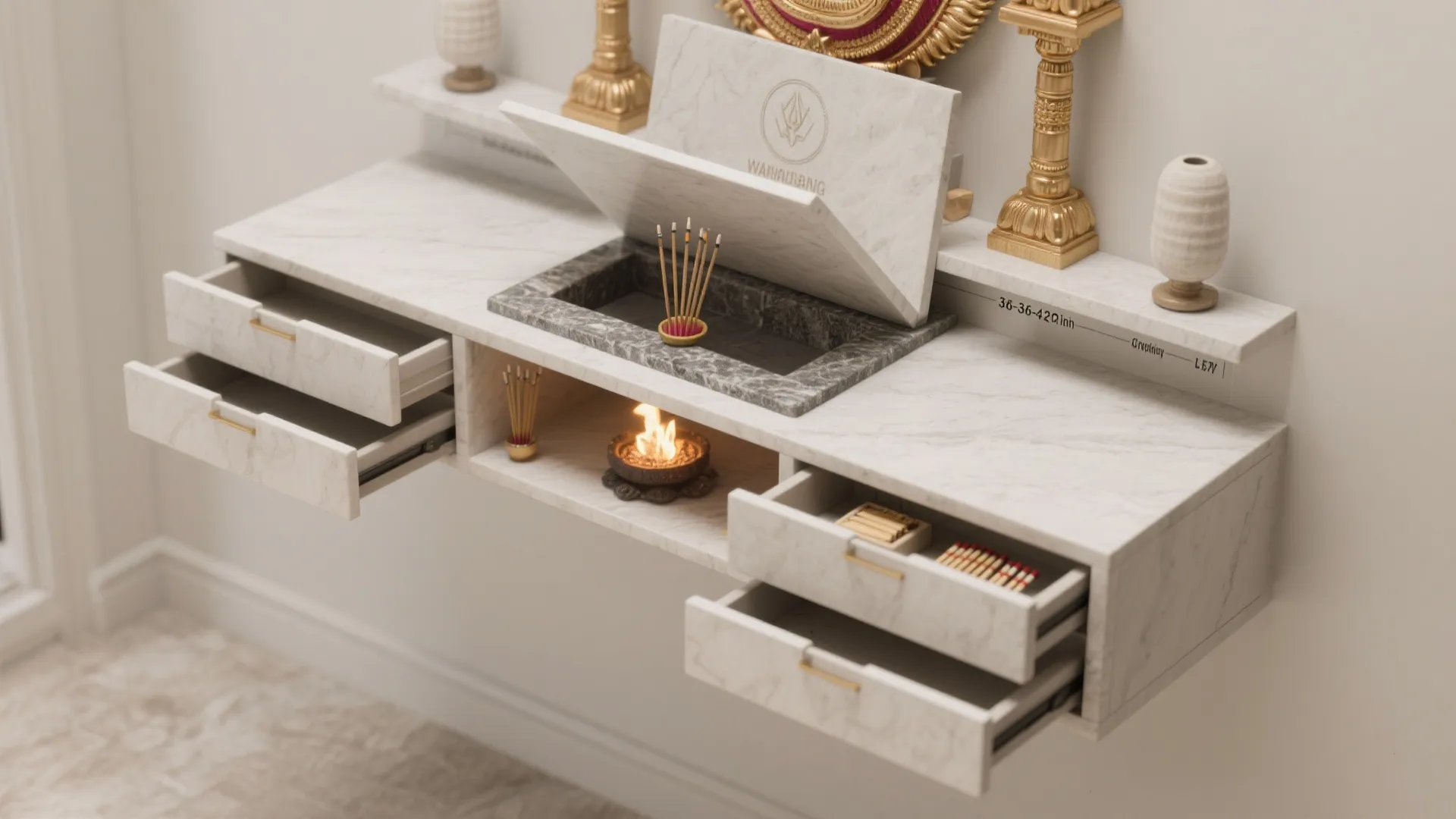 Floating Mandir with Concealed Storage