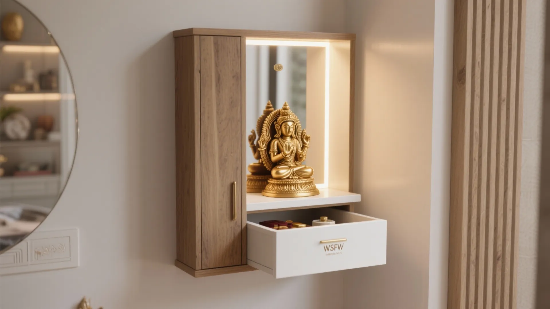 Compact Mandir Styling: Modular Shelves, Mirrors, and Storage-Tidy