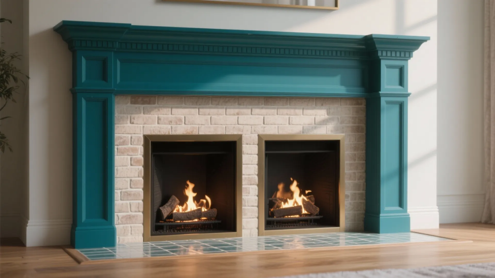 3. Two-tone approach: mantel accent and subtle brick