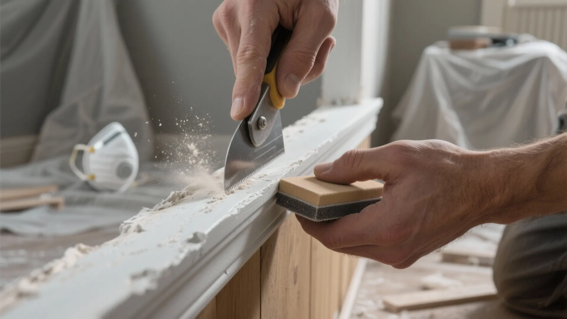 1. Manual scraping and sanding