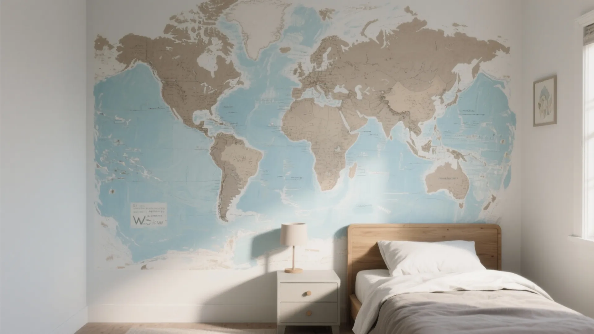 Adventure Map Mural in Muted Neutrals