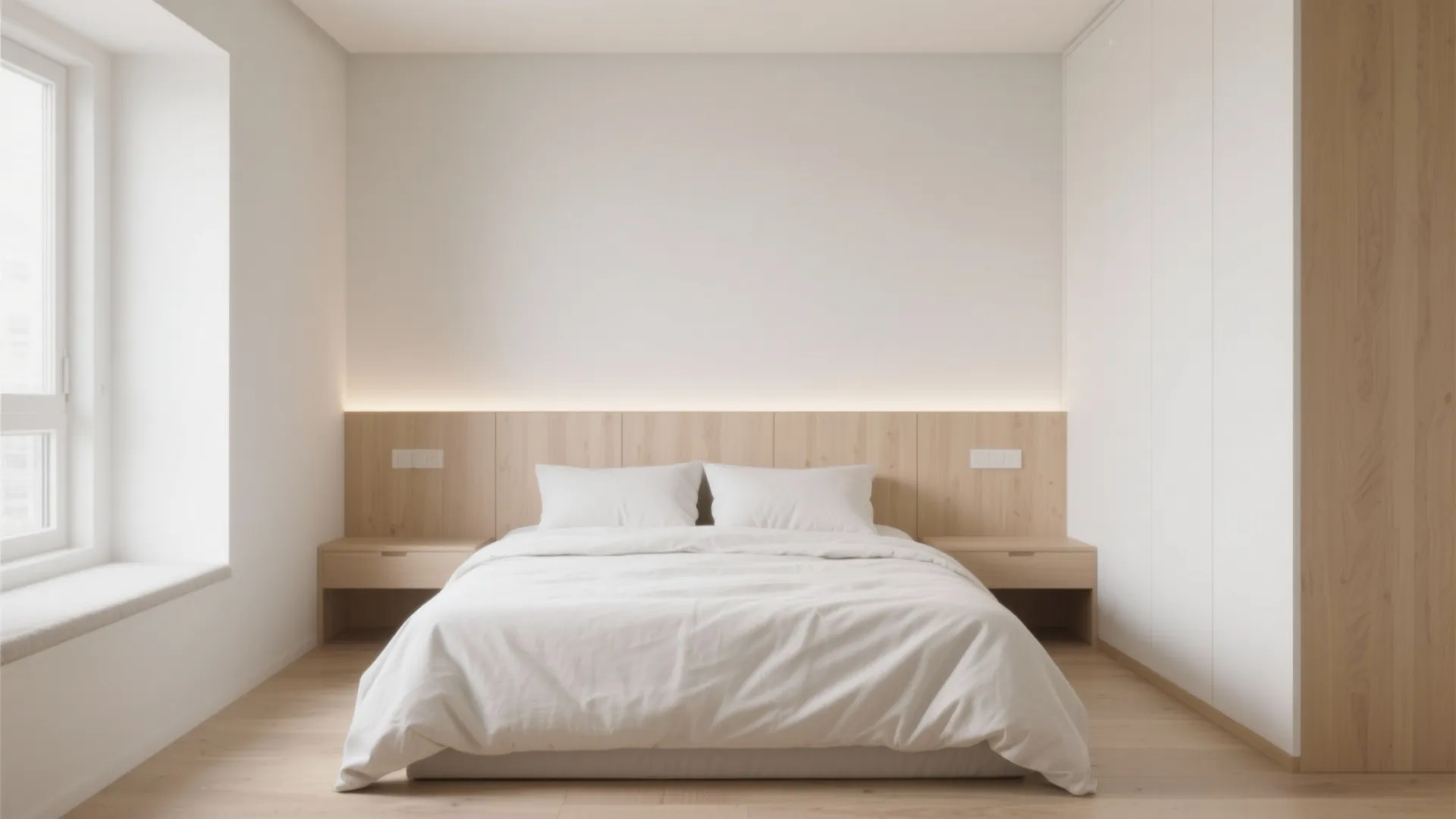 Light-toned maple veneer to expand small rooms