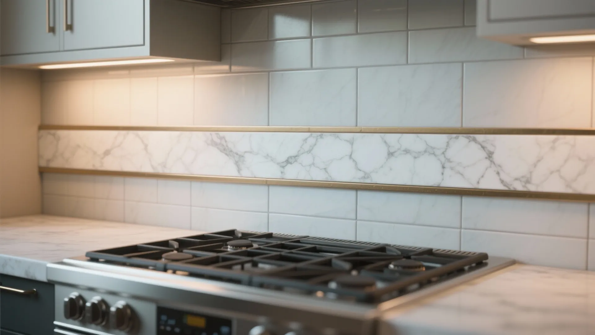 2. Marble accent strip for subtle luxury