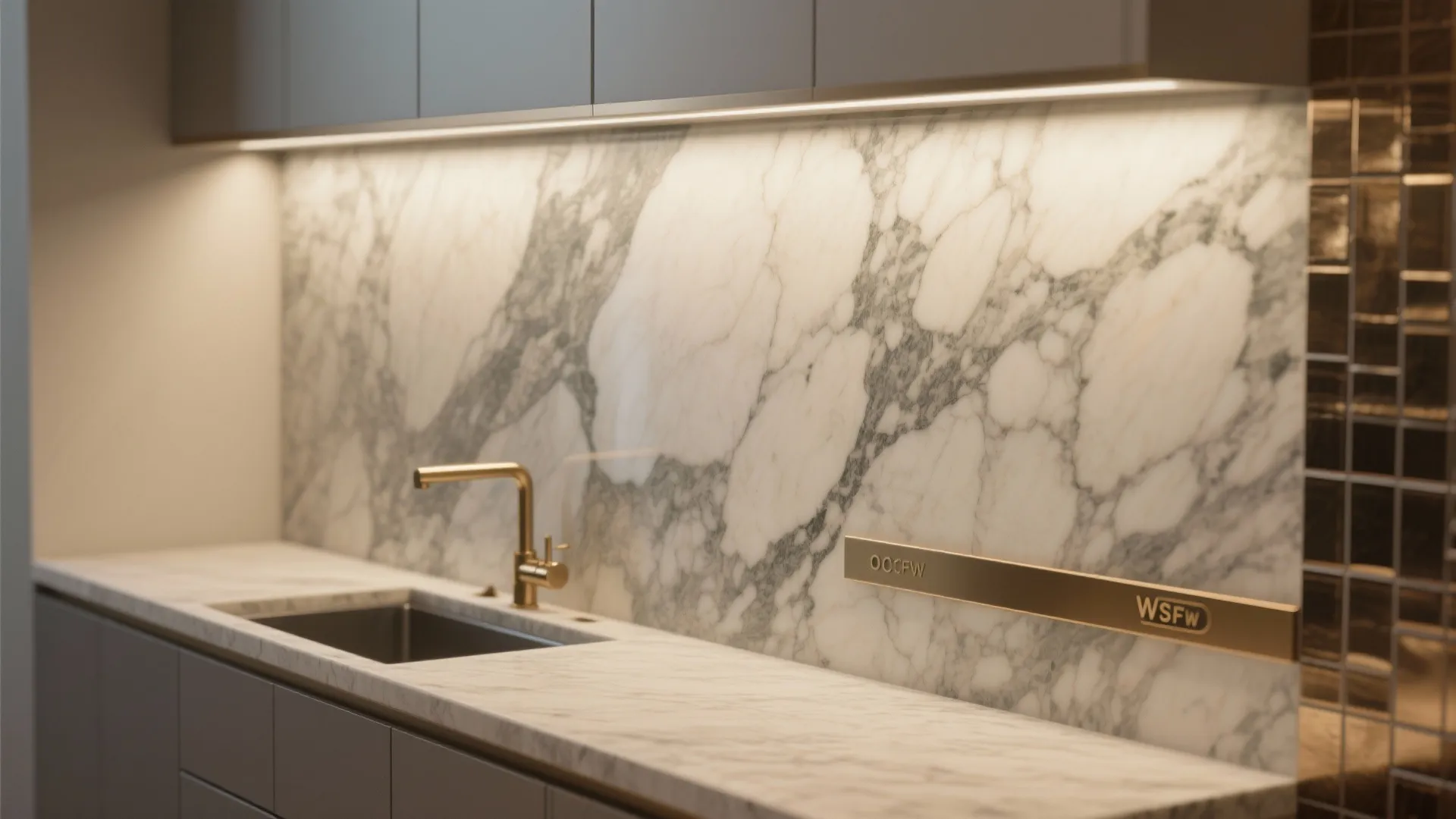 3. Statement backsplash and premium materials