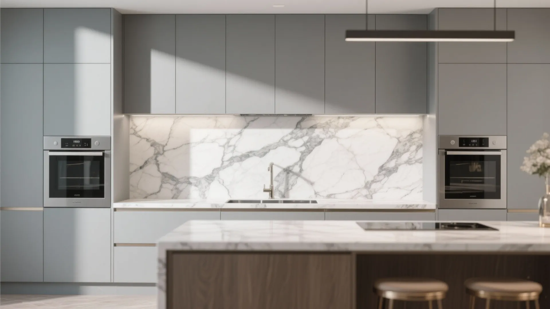 2. Marble Slab Backsplash