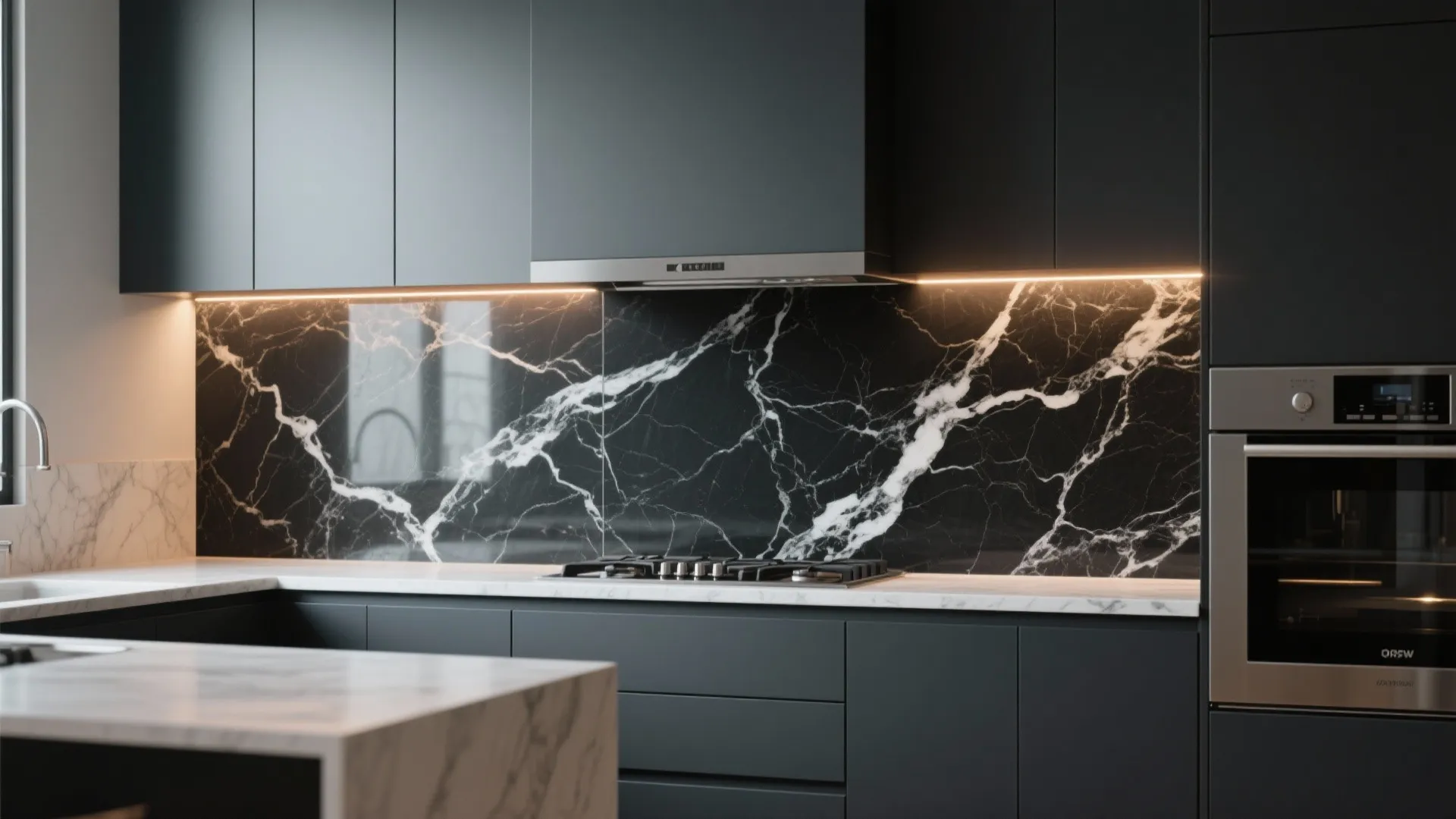 Marble-look Veining on a Black Field