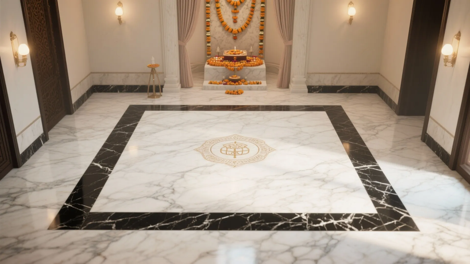 Marble Flooring with Border Highlights