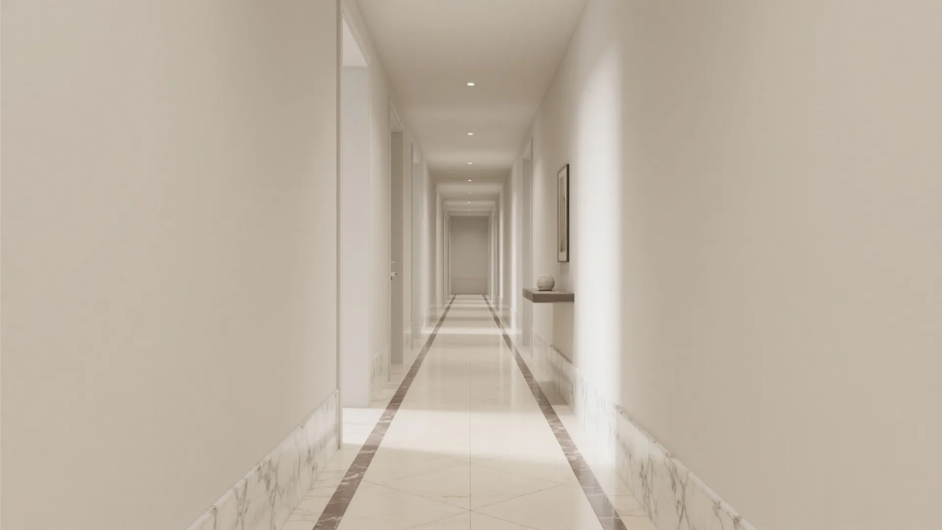 Quiet Marble Borders That Stretch the Space