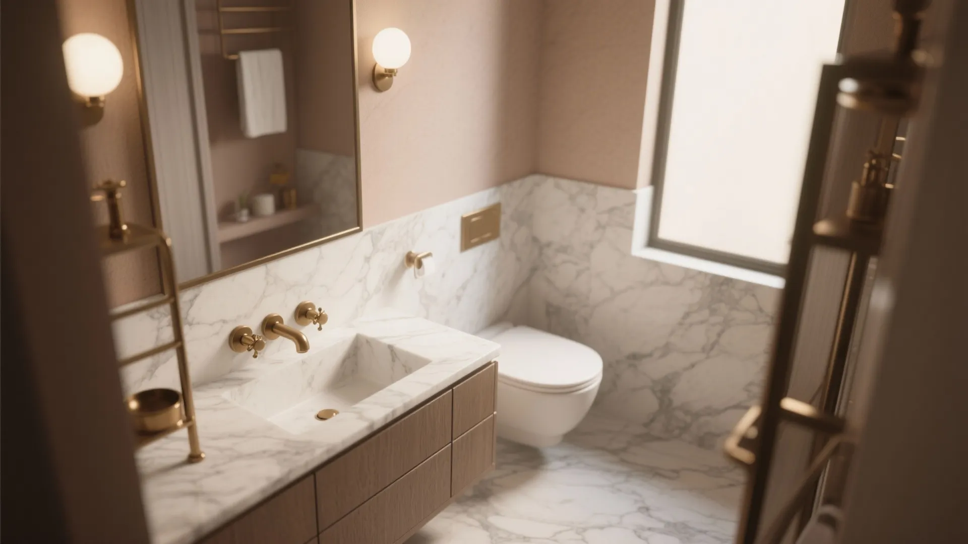 4. Carrara with Matte Brass Fixtures
